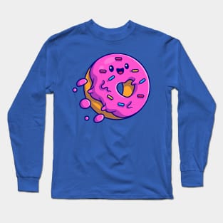 Cute Doughnut Flying Cartoon Long Sleeve T-Shirt